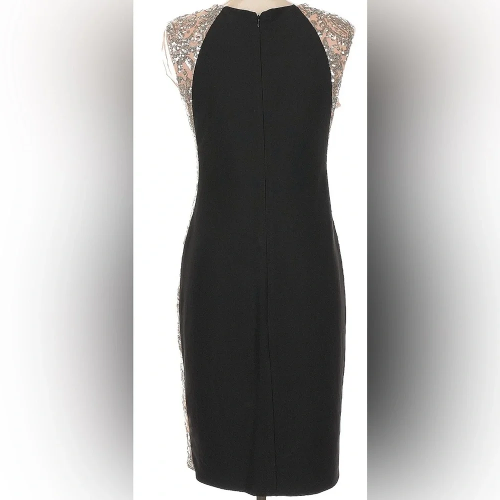 R&M Richards Black Cocktail Midi Dress with Tan & Silver Details - Picture 2 of 7